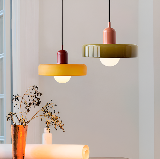 GlampGlow - Suspension luminaire en Verre Ajustable et Colorée, Applique Moderne